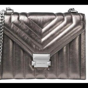 Michael Kors Quilted Crossbody Metallic Chain New